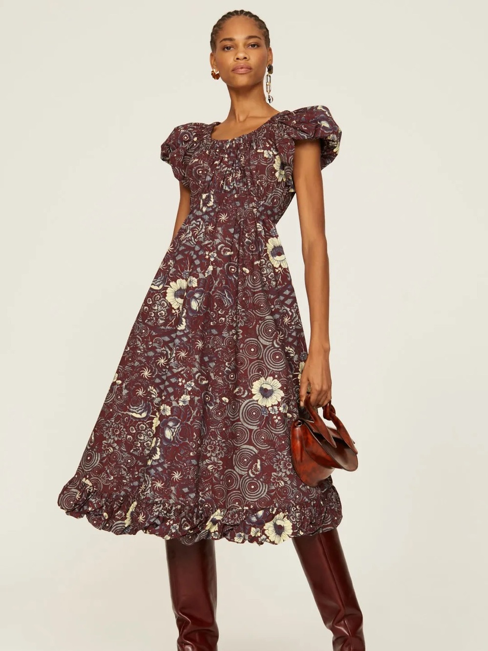 Ulla Johnson Burgundy Floral Maxi Dress